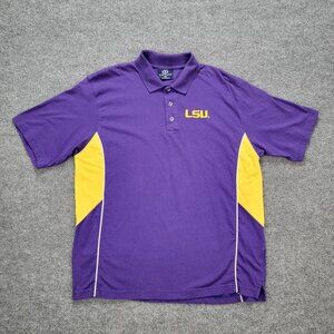 Louisiana State Tigers Polo Shirt Mens Medium‎ Purple Yellow NCAA Football LSU